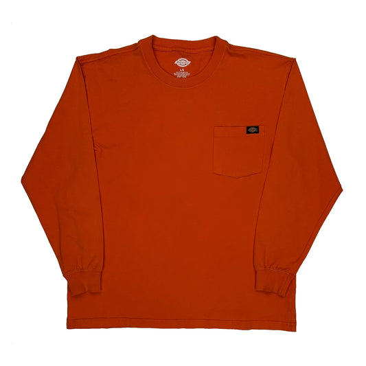 Dickies Long Sleeve T-Shirt - Large Orange Cotton
