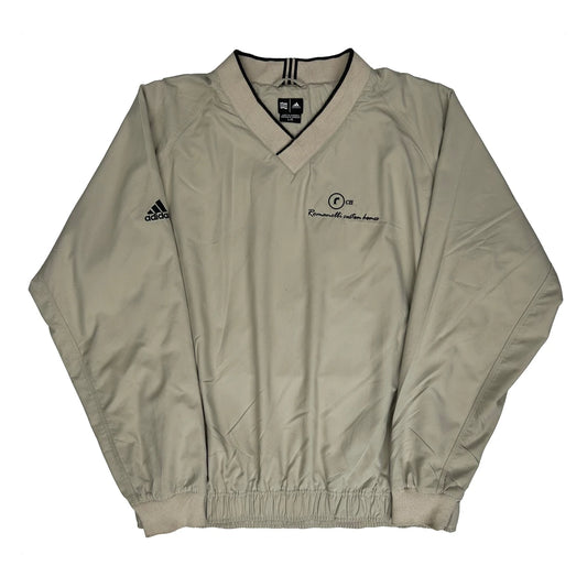 Adidas V-Neck Windbreaker - Large Beige Polyester