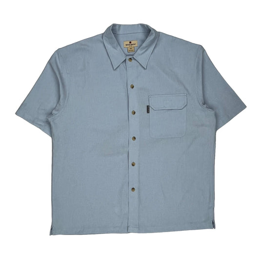 Woolrich Short Sleeve Shirt - Large Blue Cotton