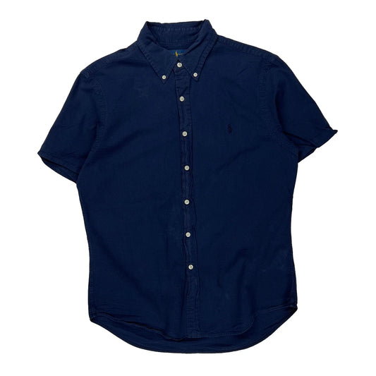 Ralph Lauren Slim Fit Short Sleeve Shirt - Large Navy Cotton