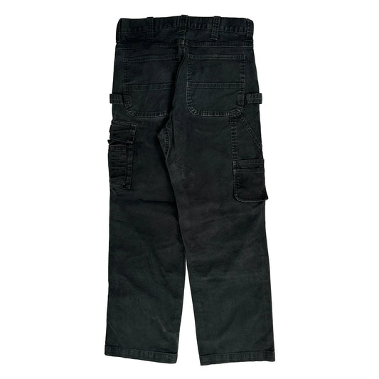Dakota Grizzly Double Knee Cargo Trousers - 31W 29L Black Cotton