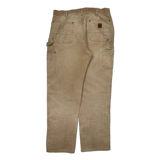 Carhartt Double Knee Carpenter Trousers - 34W 34L Beige Cotton
