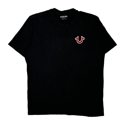 Buddha With Guitar True Religion Graphic T-Shirt - Large Black Cotton