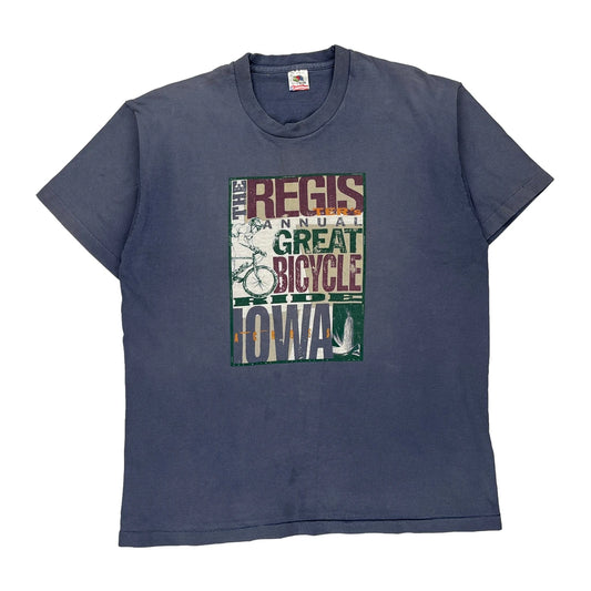 Fruit Of The Loom Single Stitch T-Shirt - XL Blue Cotton