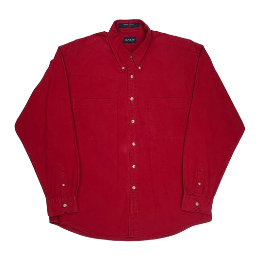 Vintage Gant Shirt - Large Red Cotton