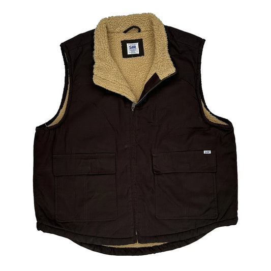 Lee Sherpa Lined Gilet - 2XL Brown Cotton