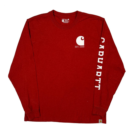 Vintage Est. 1889 Carhartt Spellout Long Sleeve T-Shirt - Medium Red Cotton