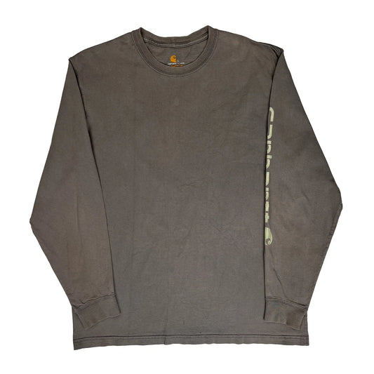 Carhartt Long Sleeve T-Shirt - Large Grey Cotton