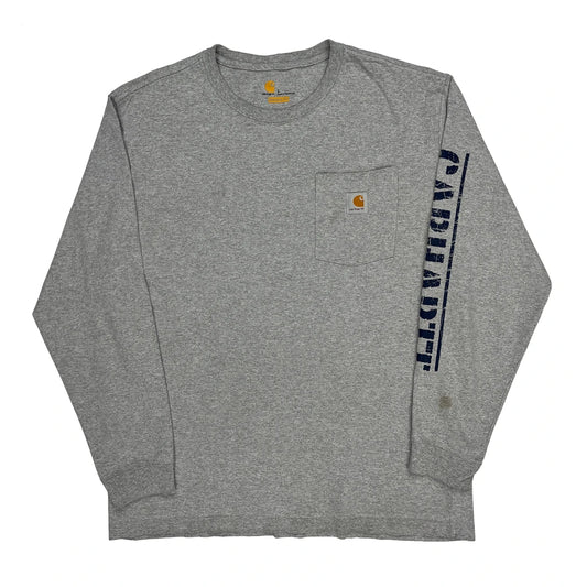 Carhartt Long Sleeve T-Shirt - Large Gray Cotton