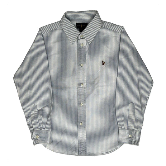 Age 7 Ralph Lauren Striped Shirt - Small White Cotton
