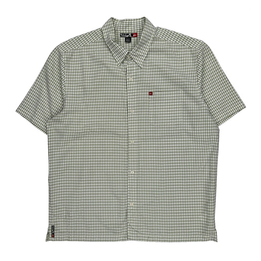 Quiksilver Checked Short Sleeve Shirt - XL Green Cotton