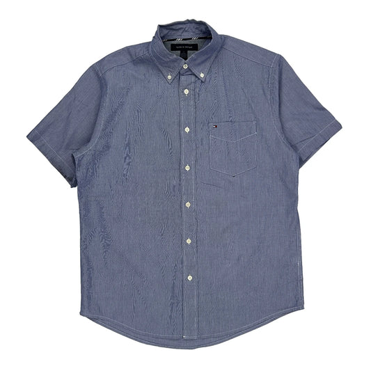 Tommy Hilfiger Striped Short Sleeve Shirt - Medium Blue Cotton