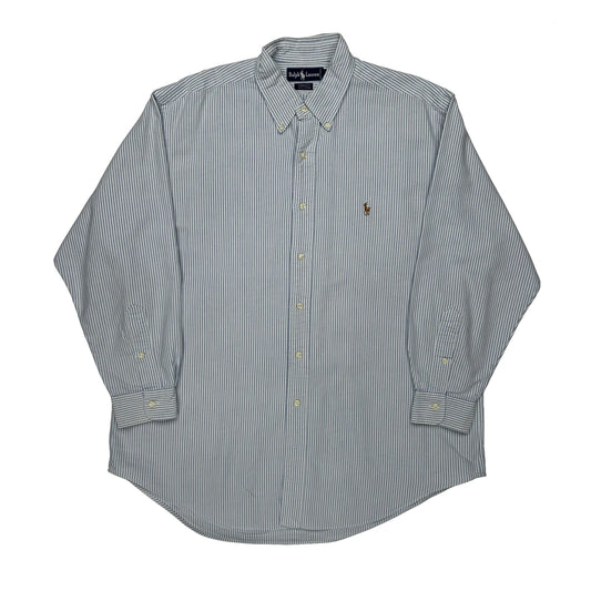 Vintage Ralph Lauren Striped Shirt - Large Blue Cotton