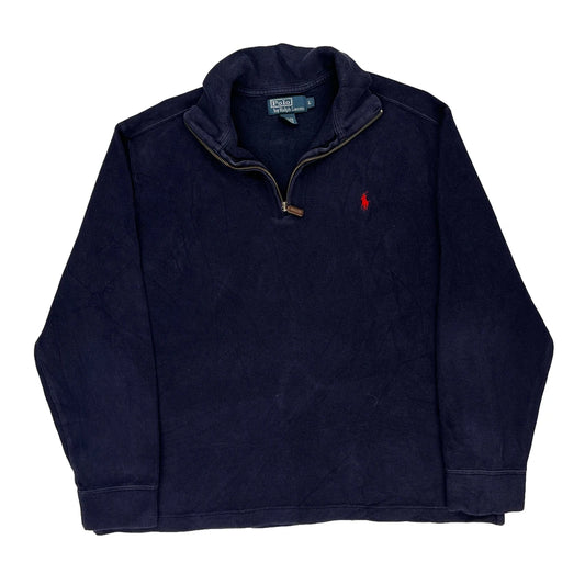 Polo By Ralph Lauren 1/4 Zip - Large Navy Cotton