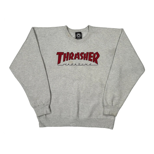 Thrasher Spellout Sweatshirt - Medium Gray Cotton