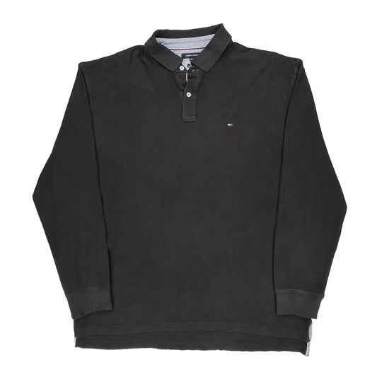 Tommy Hilfiger Long Sleeve Polo Shirt - 2XL Black Cotton