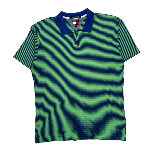 Tommy Jeans Striped Polo Shirt - XL Blue Cotton