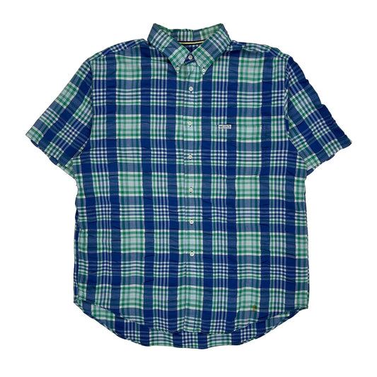 Chaps Ralph Lauren Checked Short Sleeve Shirt - XL Blue Cotton