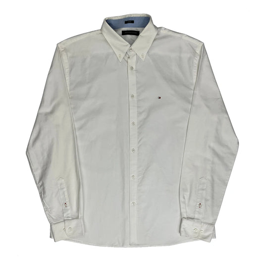 Tommy Hilfiger Slim Fit Shirt - Large White Cotton