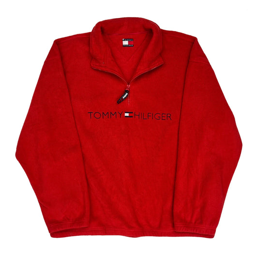 Tommy Hilfiger Spellout Fleece - 2XL Red Polyester