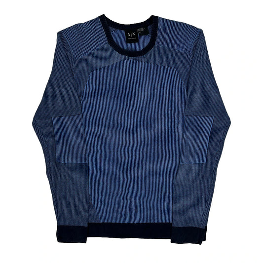 Armani Exchange Striped Jumper - Small Blue Cotton