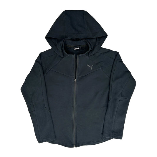 Vintage Puma Hoodie - Large Black Cotton Blend