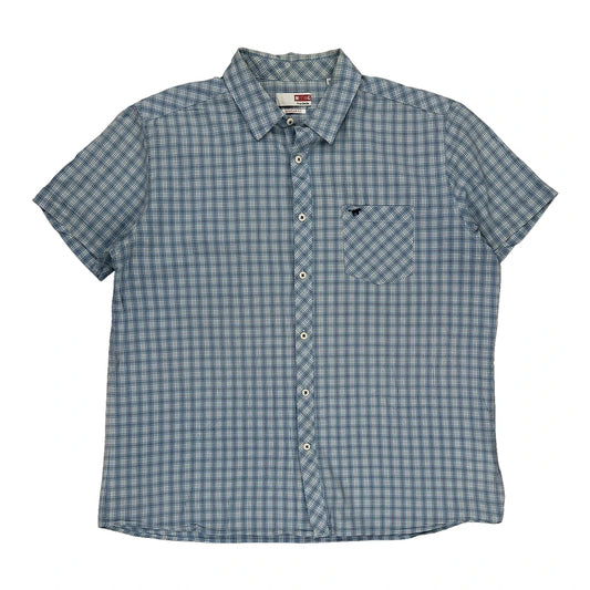 Mustang Checked Short Sleeve Shirt - XL Blue Cotton