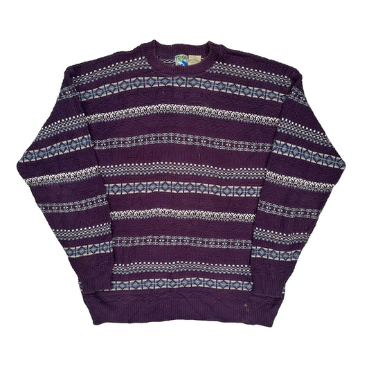 Unbranded Striped Jumper - Large Purple Cotton