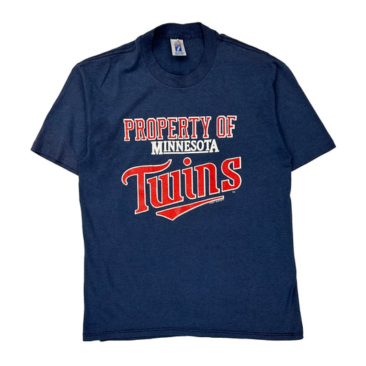 Minnesota Twins Logo 7 Single Stitch T-Shirt - XL Blue Cotton