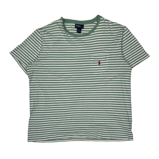 Polo By Ralph Lauren Striped T-Shirt - Large Green Cotton