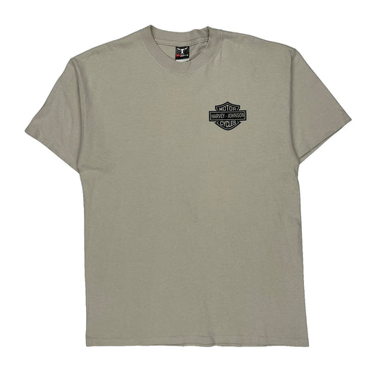 Harley Davidson Hanes Graphic T-Shirt - Large Beige Cotton