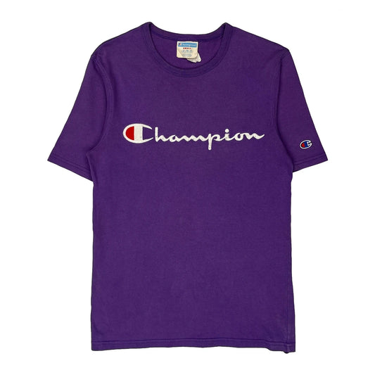 Champion Spellout T-Shirt - Small Purple Cotton