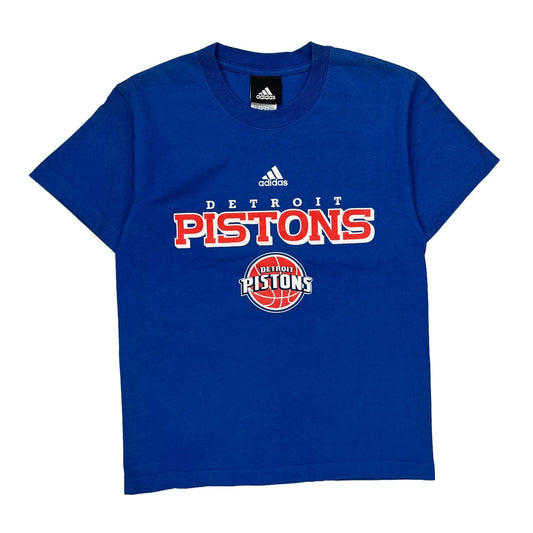 Age 11-12 Detroit Pistons Adidas Nba T-Shirt - Medium Blue Cotton