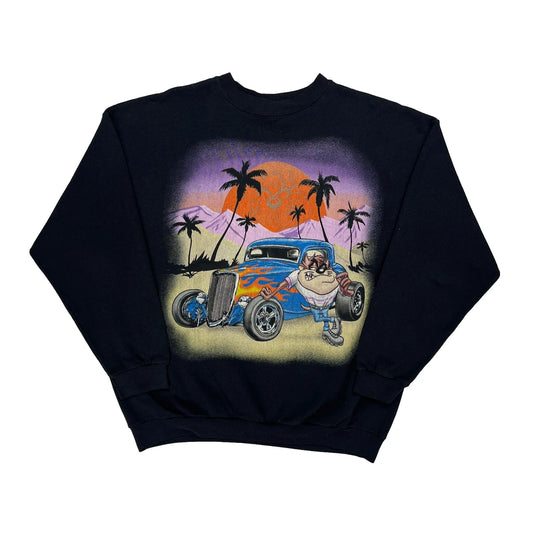 Hot Rod Looney Tunes Taz Graphic Sweatshirt - XL Black Cotton Blend