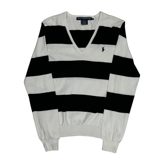 Ralph Lauren Sport Striped Jumper - Large Black & White Cotton