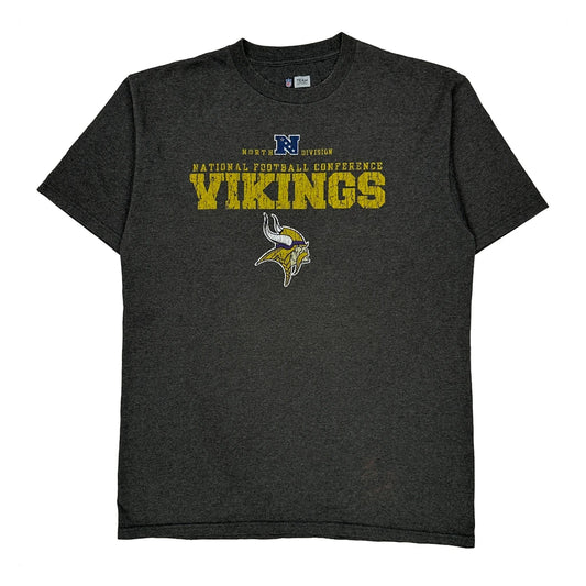 Vintage Vikings Nfl T-Shirt - Large Grey Cotton Blend