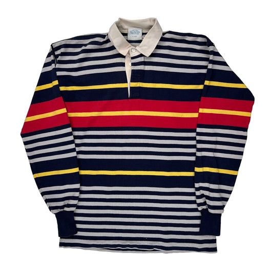 Made In USA Lands End Striped Rugby Shirt - XL Multicoloured Cotton