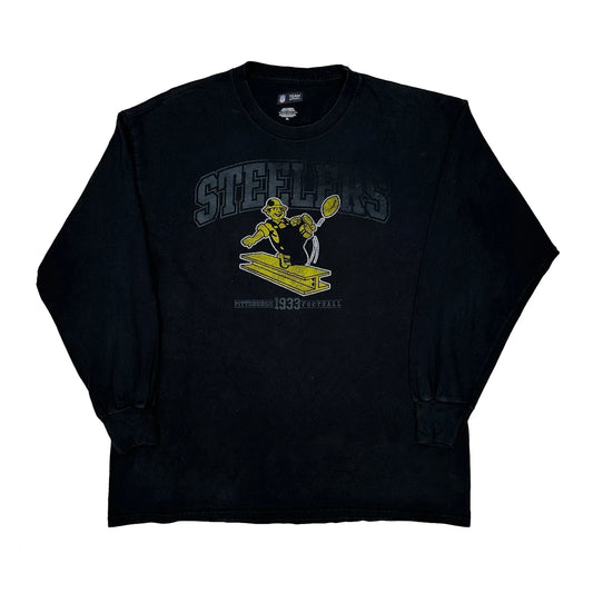 Vintage Steelers Nfl Graphic Long Sleeve T-Shirt - XL Black Cotton