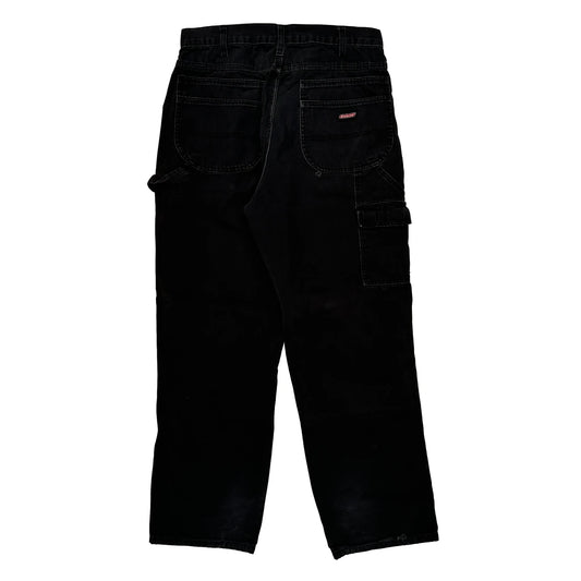 Dickies Double Knee Carpenter Trousers - 34W 31L Black Cotton