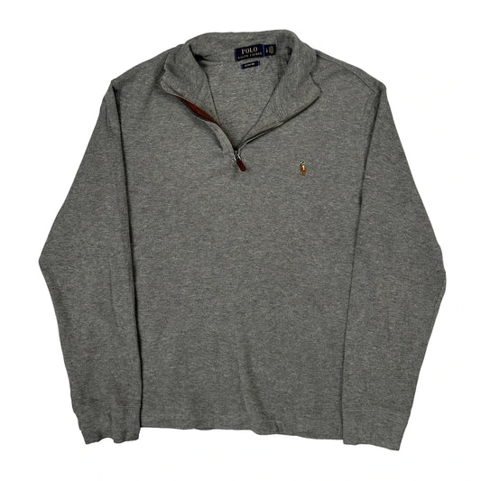 Polo By Ralph Lauren 1/4 Zip - Large Gray Cotton