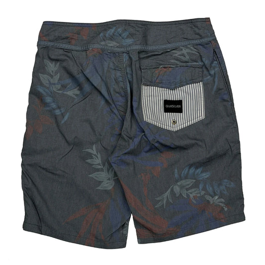 Quiksilver Floral Board Shorts - 32W 8L Grey Cotton