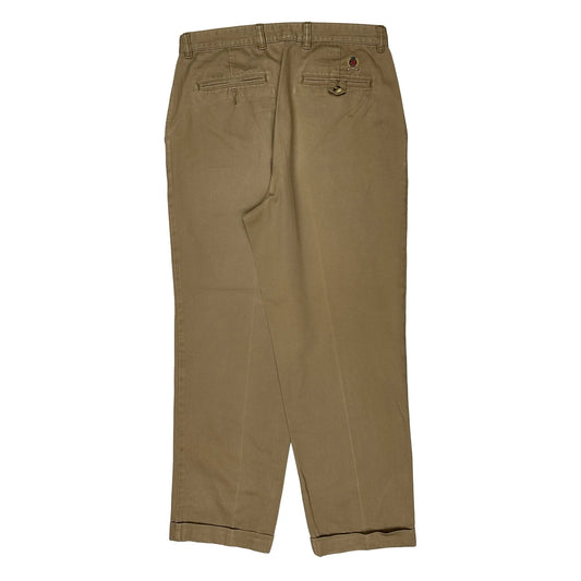 Tommy Hilfiger Pleated Chinos - 32W 30L Khaki Cotton