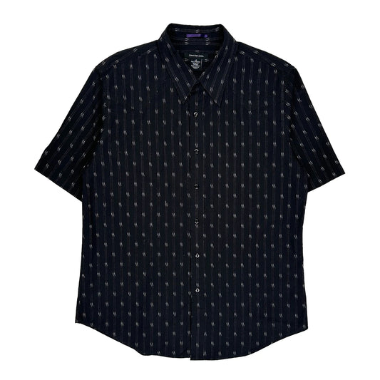 Calvin Klein Jeans Striped Short Sleeve Shirt - Large Black Cotton