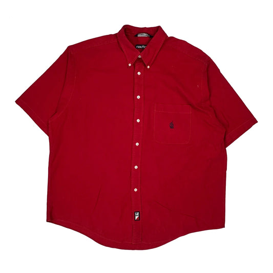 Nautica Short Sleeve Shirt - XL Red Cotton
