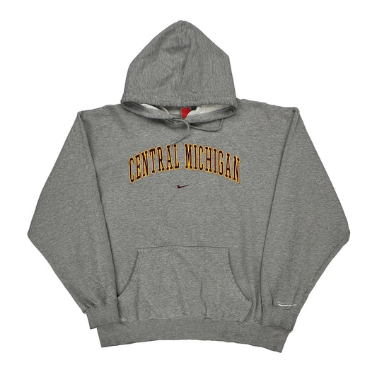 Vintage Nike College Hoodie - 2XL Grey Cotton