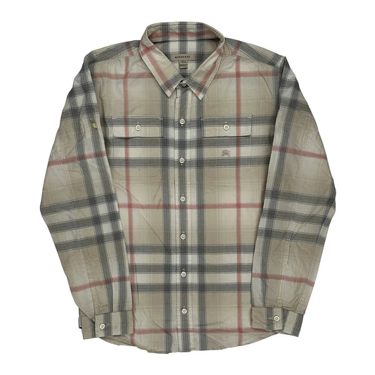 Age 12 Burberry Checked Shirt - Large Beige Cotton