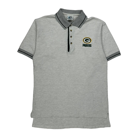 Vintage Green Bay Packers Dynasty Nfl Polo Shirt - Medium Grey Cotton