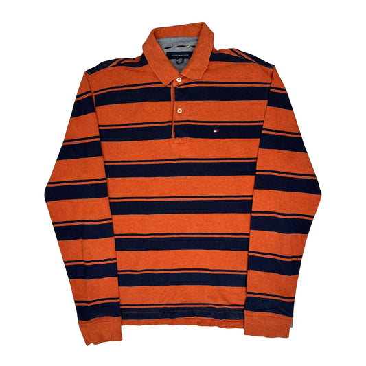 Tommy Hilfiger Long Sleeve Polo Shirt - Medium Navy Cotton Blend