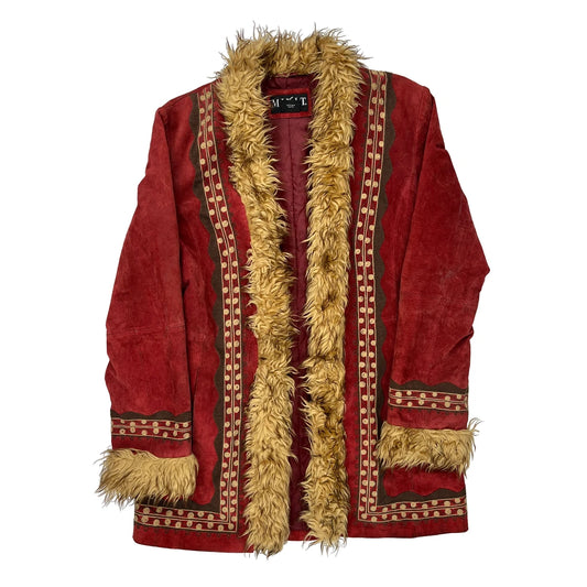 Mixit Afghan Coat - Medium Red Polyester