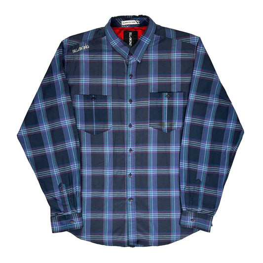Vintage Billabong Checked Flannel Shirt - Large Navy Cotton Blend